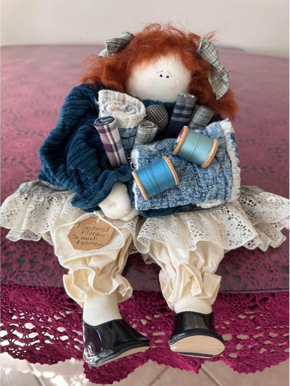 Vintage Collectible Little Souls doll named "Flustered Flora," handmade.